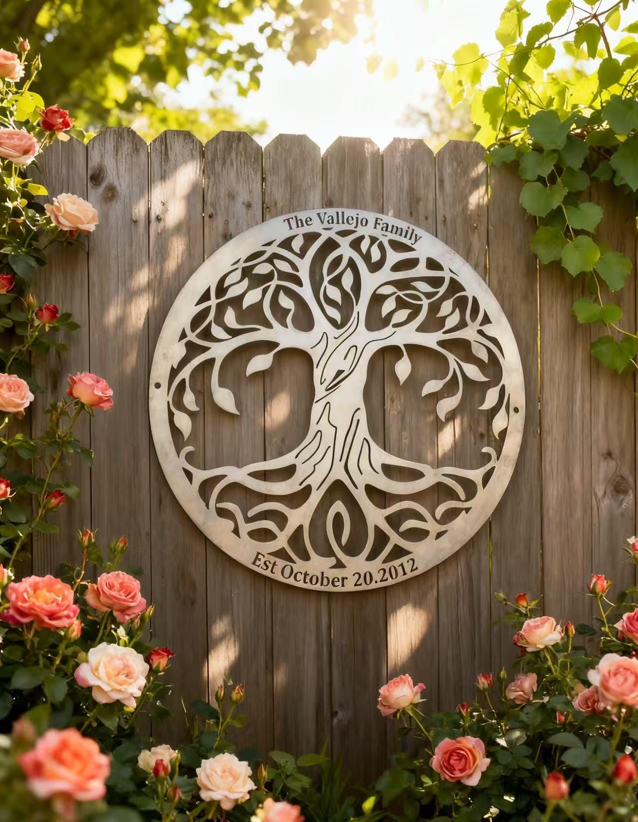 10th Anniversary Gift, Custom Metal Tree of Life, Tree of Life Wall Art, Brushed Silver Metal Tree Sign, Outside Yard Decor, Home Decor