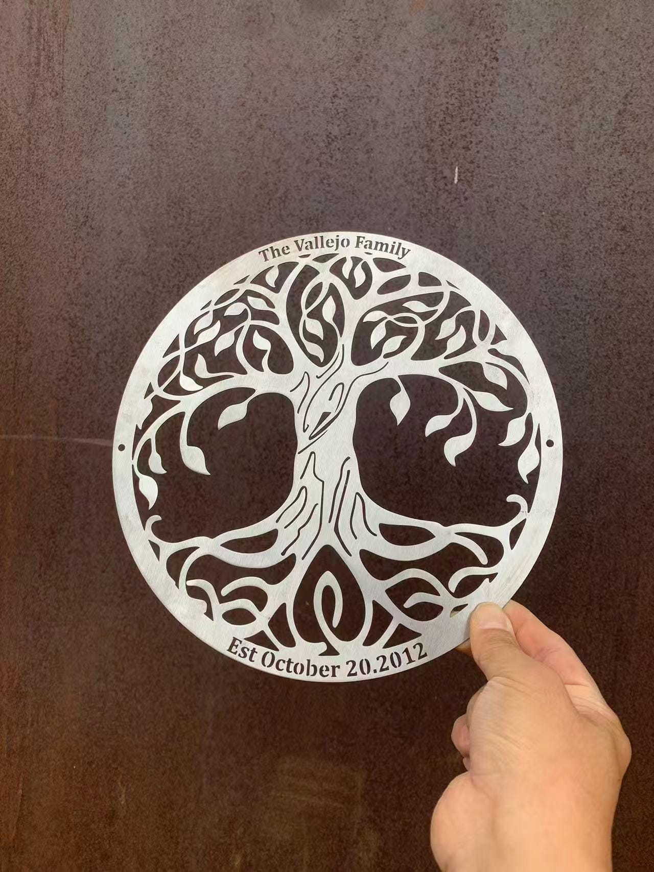 10th Anniversary Gift, Custom Metal Tree of Life, Tree of Life Wall Art, Brushed Silver Metal Tree Sign, Outside Yard Decor, Home Decor