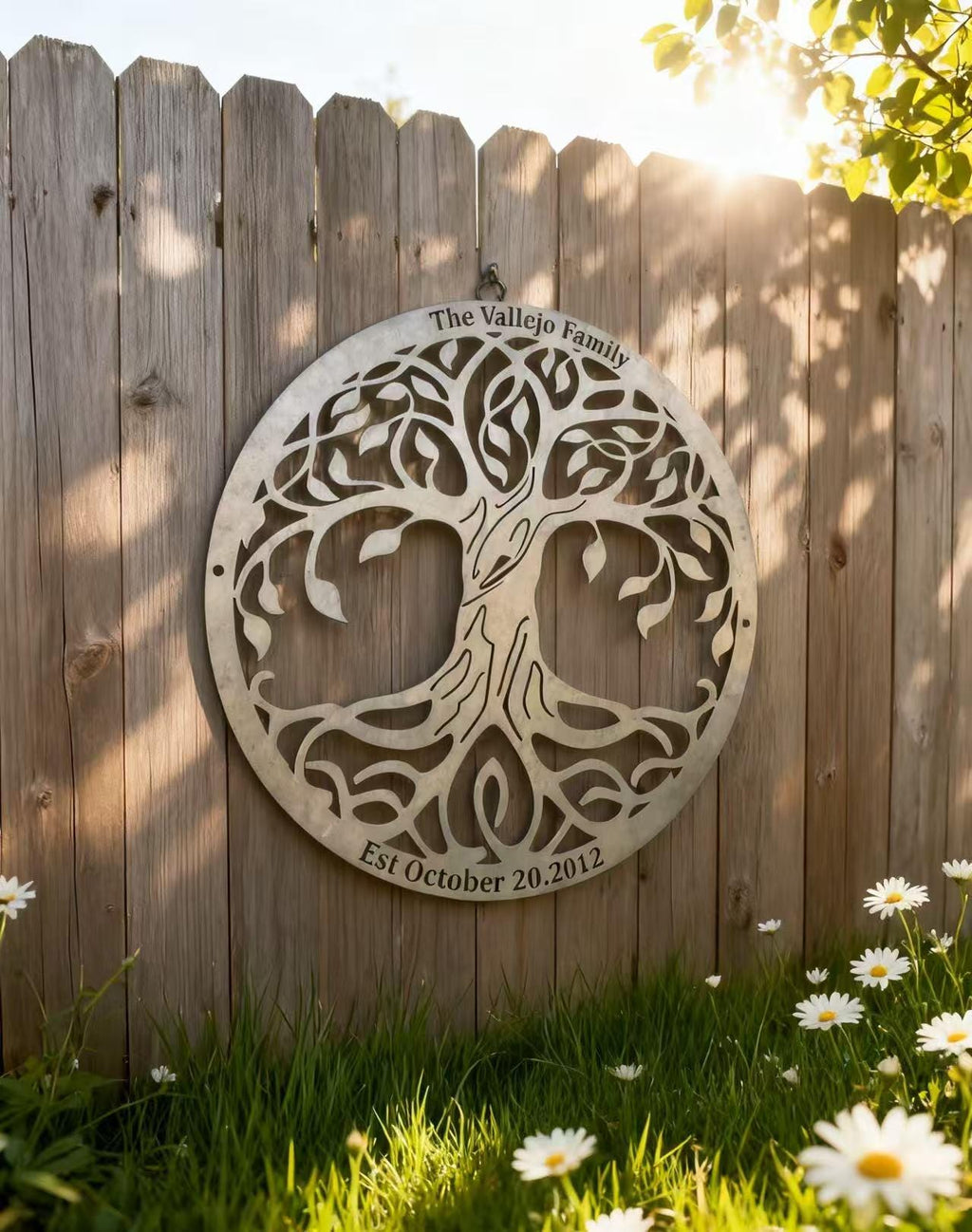 10th Anniversary Gift, Custom Metal Tree of Life, Tree of Life Wall Art, Brushed Silver Metal Tree Sign, Outside Yard Decor, Home Decor