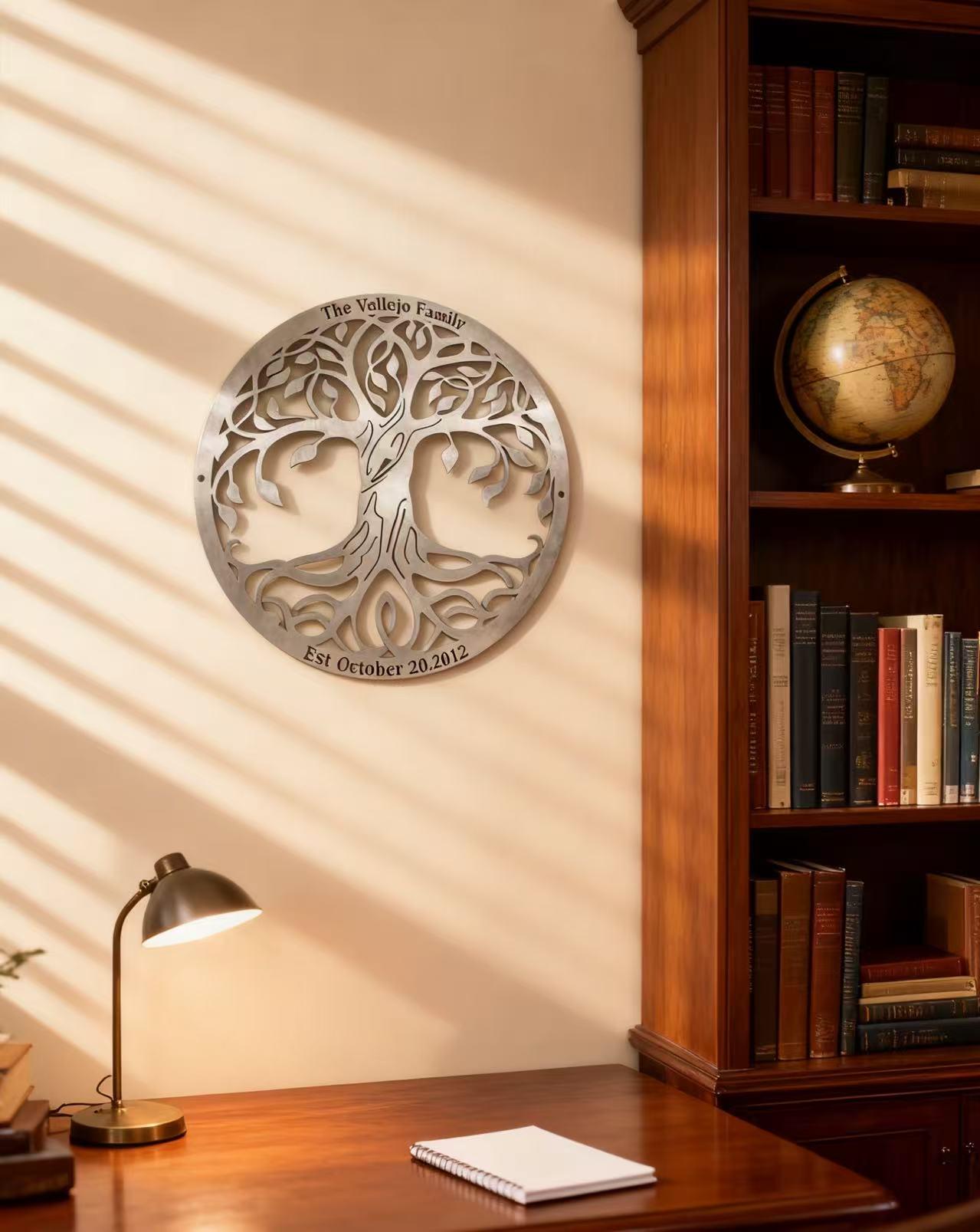 10th Anniversary Gift, Custom Metal Tree of Life, Tree of Life Wall Art, Brushed Silver Metal Tree Sign, Outside Yard Decor, Home Decor