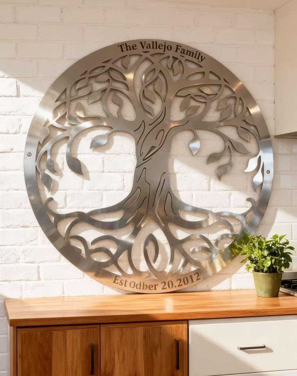 10th Anniversary Gift, Custom Metal Tree of Life, Tree of Life Wall Art, Brushed Silver Metal Tree Sign, Outside Yard Decor, Home Decor