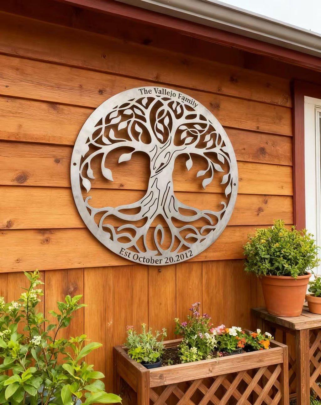 10th Anniversary Gift, Custom Metal Tree of Life, Tree of Life Wall Art, Brushed Silver Metal Tree Sign, Outside Yard Decor, Home Decor