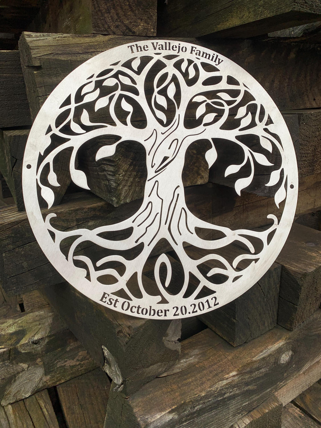 10th Anniversary Gift, Custom Metal Tree of Life, Tree of Life Wall Art, Brushed Silver Metal Tree Sign, Outside Yard Decor, Home Decor